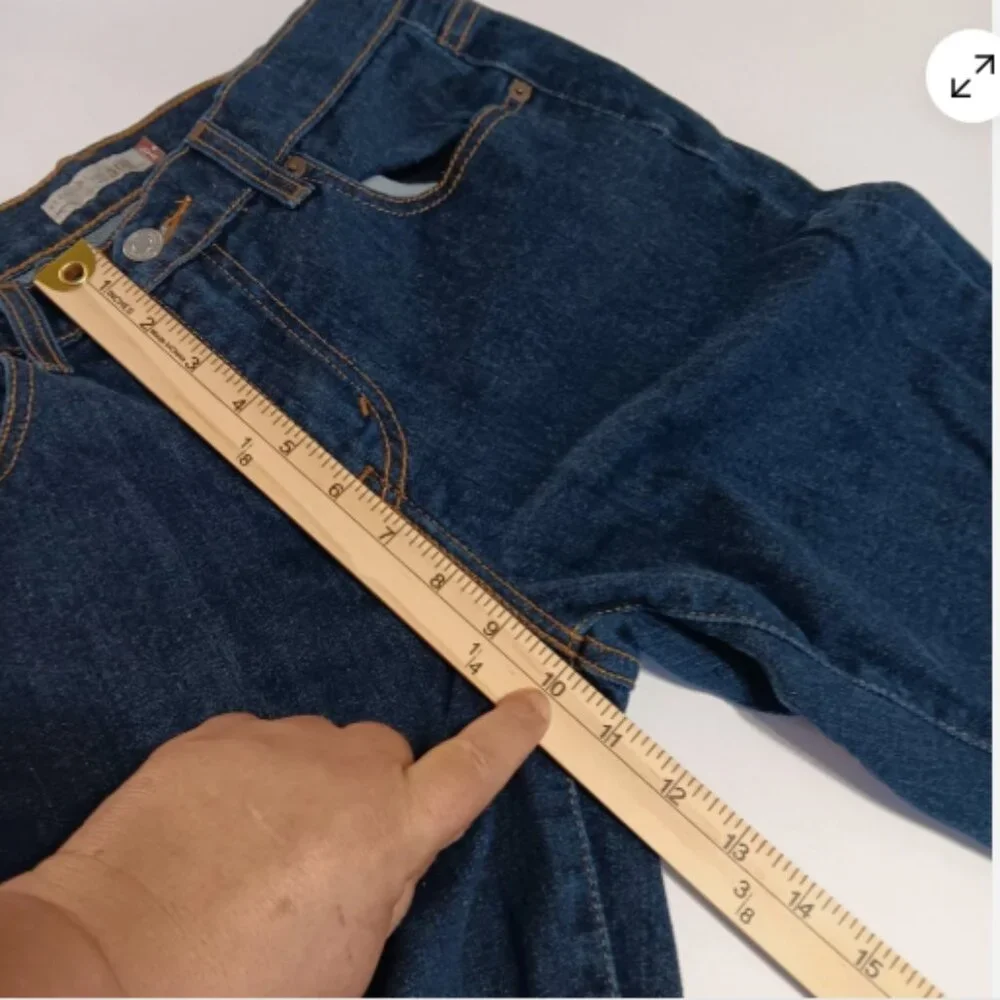 Levis 505 Straight Leg Jeans Womens 8S Dark Wash Blue Denim Stretch 8S Short‎
